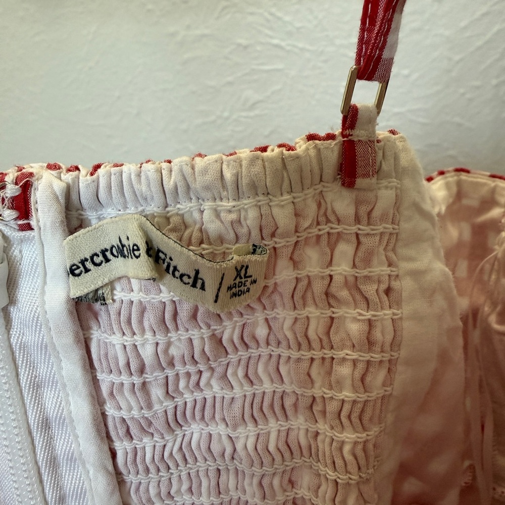 Abercrombie & Fitch Pink and White Smocked mini Dress - Picture 2 of 2